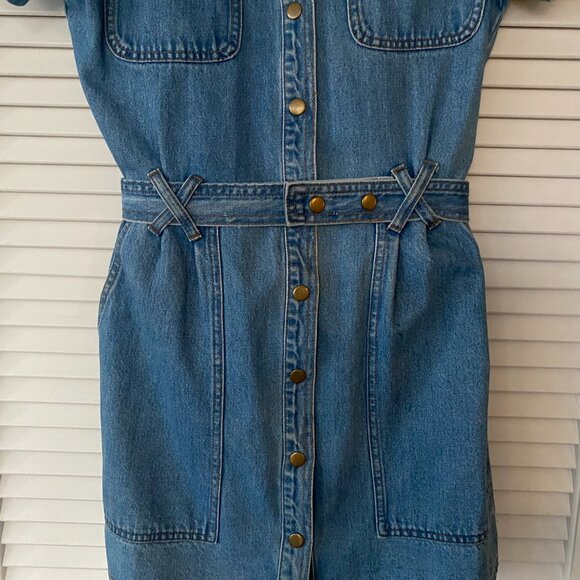 Bardot x Anthropologie Button-Front Denim Mini Dress, Size 6 - Picture 4 of 8